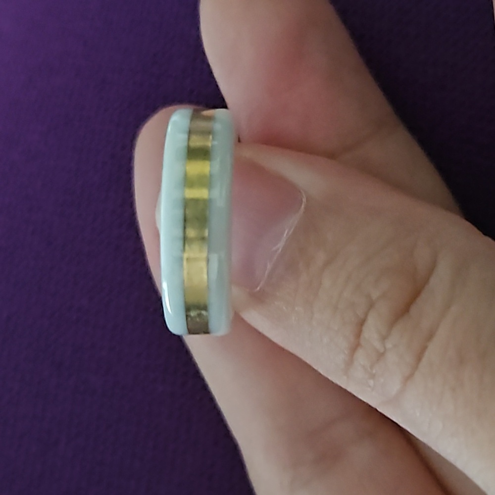 14K Ceramic Band (6mm width/2mm 14K Yellow Gold Inlay), size 6-7 (fits both)